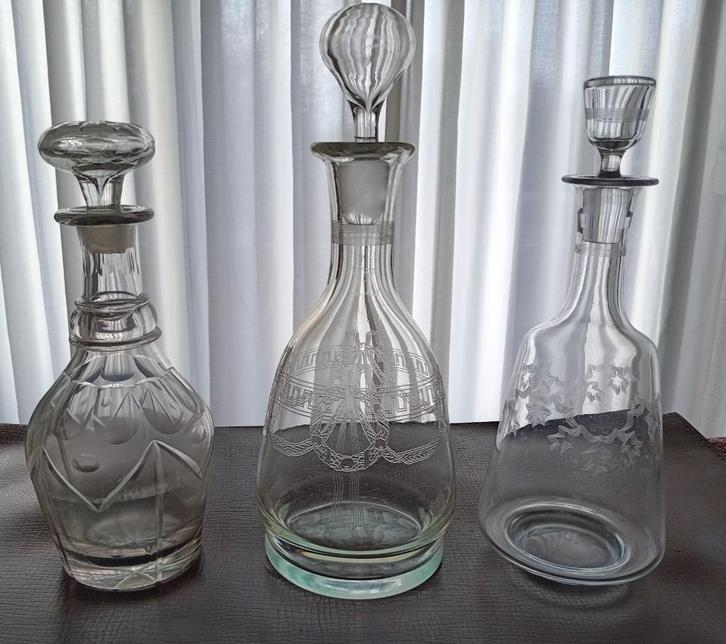 3 Antieke Karaffen uit 1850, Antiek en Kunst, Antiek | Glaswerk en Kristal, Ophalen of Verzenden