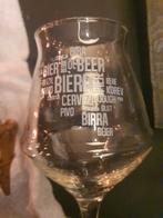3 bierglazen op steel met opdruk, Verzamelen, Ophalen, Zo goed als nieuw