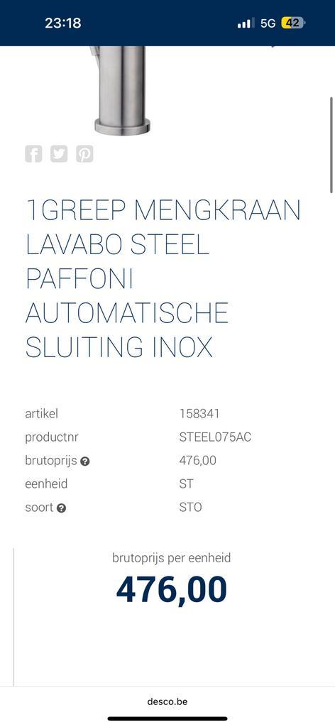 Greep Mengkraan lavabo steel inox #KOOPje, Doe-het-zelf en Bouw, Buizen en Afvoer, Zo goed als nieuw, Inox, Ophalen