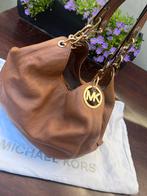 Michael Kors - Cognac - lederen handtas - MK, Handtassen en Accessoires, Tassen | Damestassen, Ophalen, Gebruikt, Handtas