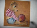 schilderij olieverf "Beer met bal", Ophalen of Verzenden, Zo goed als nieuw, Schilderij