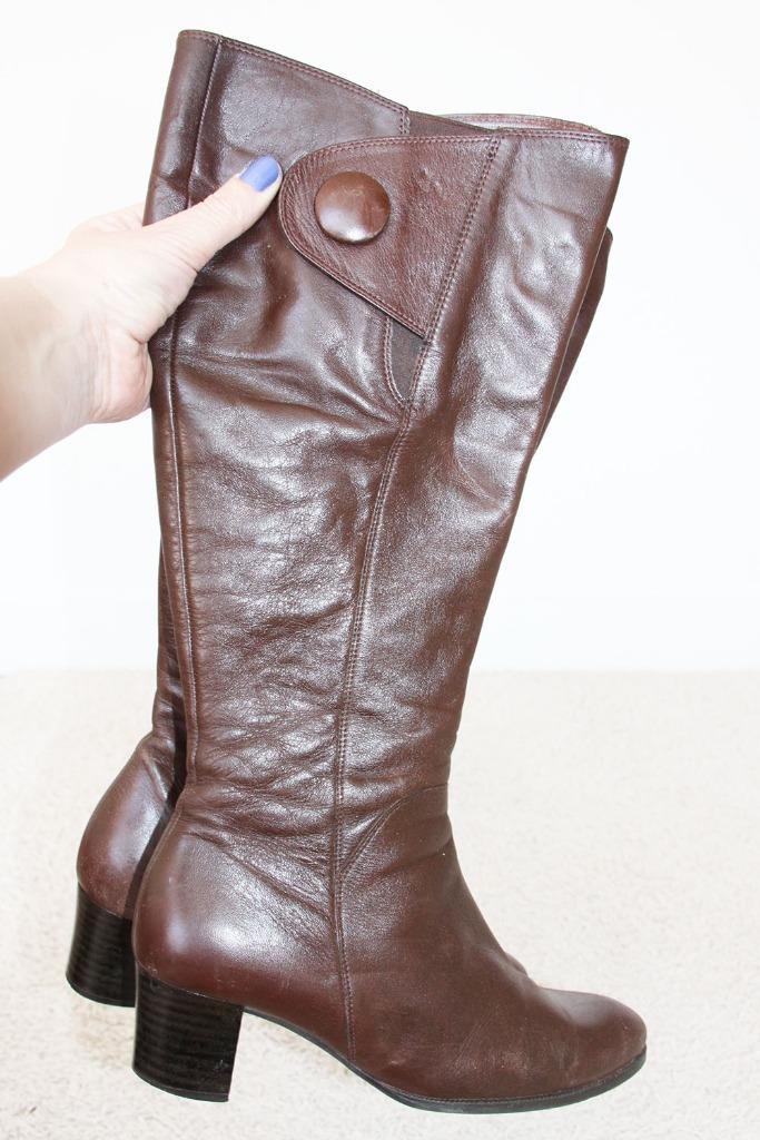 Schitterende Leren Helioform Laarzen 30 (Maat XL 6/39) €45,-, Kleding | Dames, Schoenen, Zo goed als nieuw, Hoge laarzen, Bruin