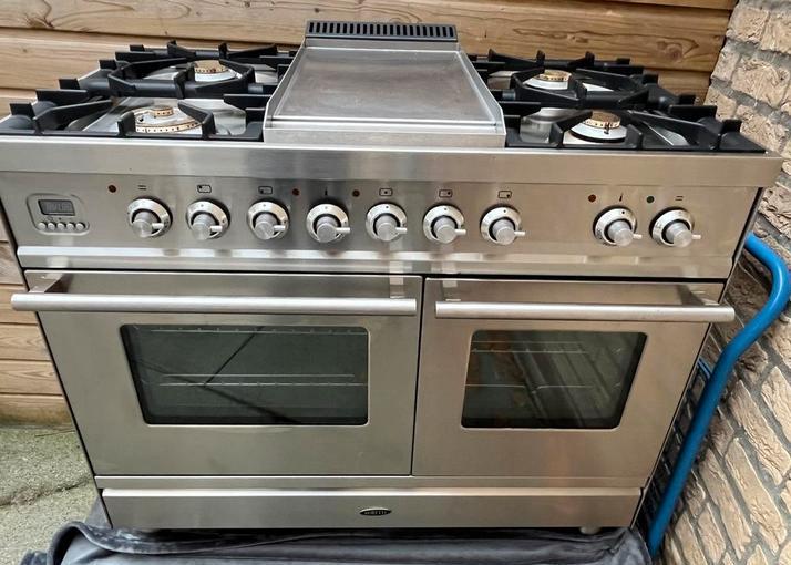 Boretti gasfornuis met dubbele oven 100cm, Elektronische apparatuur, Fornuizen, Gebruikt, Vrijstaand, Gas, 5 kookzones of meer