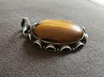 vintage zilveren hanger met tijgeroog, Ophalen of Verzenden, Zilver, Hanger