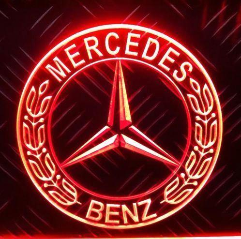 Mercedes logo 3D led reclame decoratie verlichting, Collections, Marques & Objets publicitaires, Neuf, Table lumineuse ou lampe (néon)