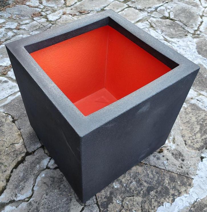 Bac à fleurs carré 40 cm synthétique noir, Tuin en Terras, Bloembakken en Plantenbakken, Nieuw, Kunststof, Binnen, Balkon, Tuin