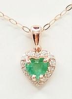 18 karaat Rosé goud - Halsketting Smaragd, Handtassen en Accessoires, Kettingen, Ophalen of Verzenden, Nieuw, Goud, Goud