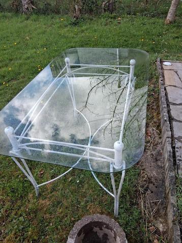 Table en fer et verre, Enlèvement, Utilisé, Rectangulaire, Métal