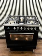 Luxe Boretti Fornuis 5 pits zwart hoogglans & afzuigkap 80cm, Ophalen of Verzenden, Zo goed als nieuw