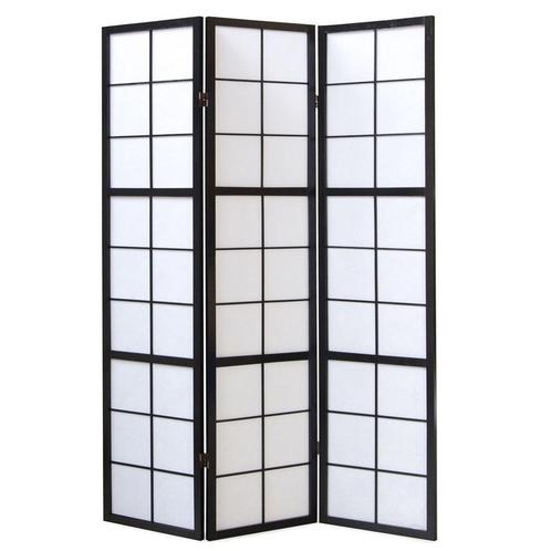 Zwart houten kamerscherm 3-delig shoji bekleding inklapbaar, Maison & Meubles, Accessoires pour la Maison | Paravents d'intérieur