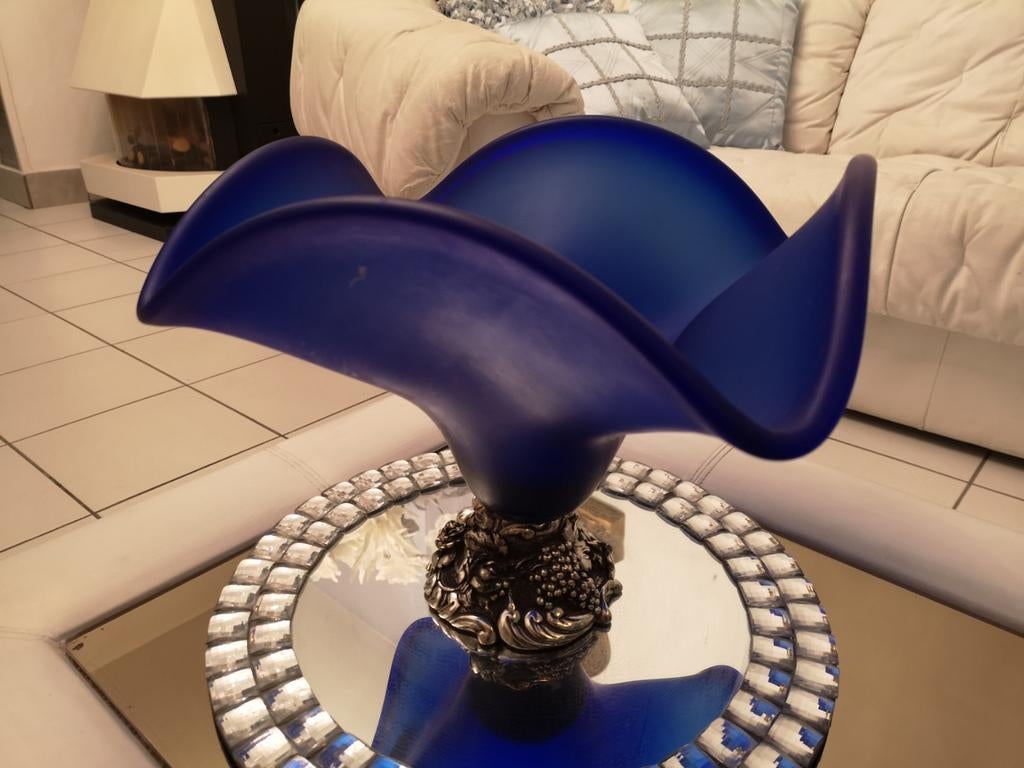 Vase en cristal de la collection Robean avec pied en argent, Antiquités & Art, Enlèvement ou Envoi