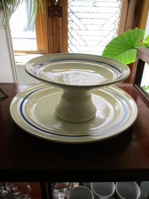 Set van 2 stuks   Onderschotel + Fruitschotel op voet  BOCH, Huis en Inrichting, Keuken | Servies, Zo goed als nieuw, Schaal of Schalen