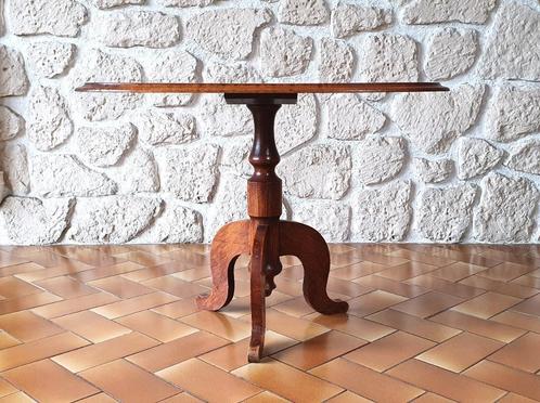 Guéridon, table d’appoint ovale, en bois massif, pied tourné, Antiek en Kunst, Antiek | Meubels | Tafels, Ophalen