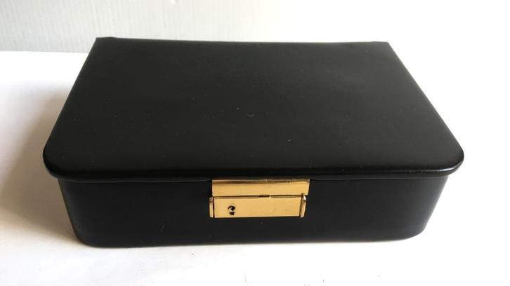 juwelendoosje in leder, Handtassen en Accessoires, Beautycases, Zo goed als nieuw, Softcase, Zwart, Met slot, Ophalen of Verzenden