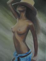olieschilderij cowgirl 2 (60x80cm), Ophalen of Verzenden
