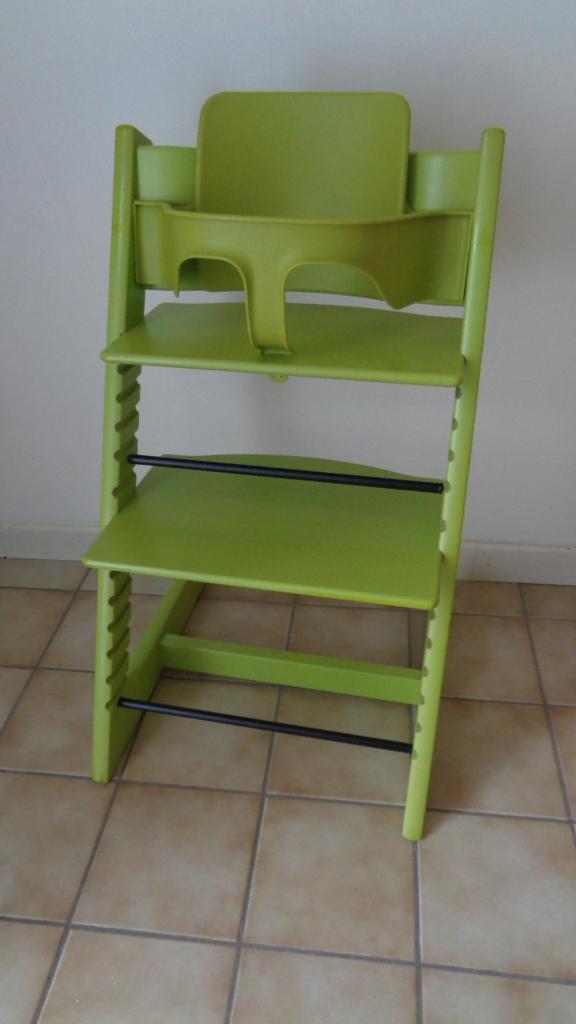 Tripp trapp stoel van stokke en babyset, Enfants & Bébés, Chaises pour enfants, Comme neuf, Chaise évolutive, Coulissant, Réducteur de chaise