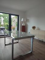 Design eettafel (glas/chrome)., Ophalen, Gebruikt, Glas