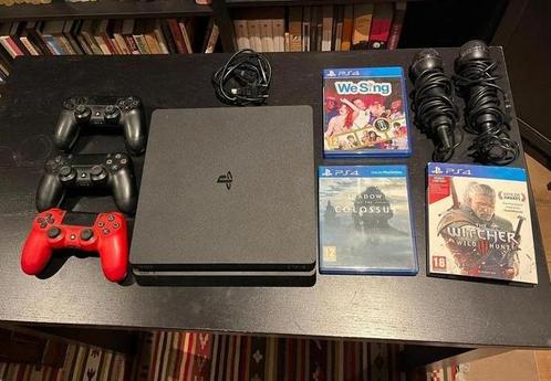 PLAYSTATION 4 (topstaat) met controllers, games & karaokeset, Games en Spelcomputers, Spelcomputers | Sony PlayStation 4, Zo goed als nieuw