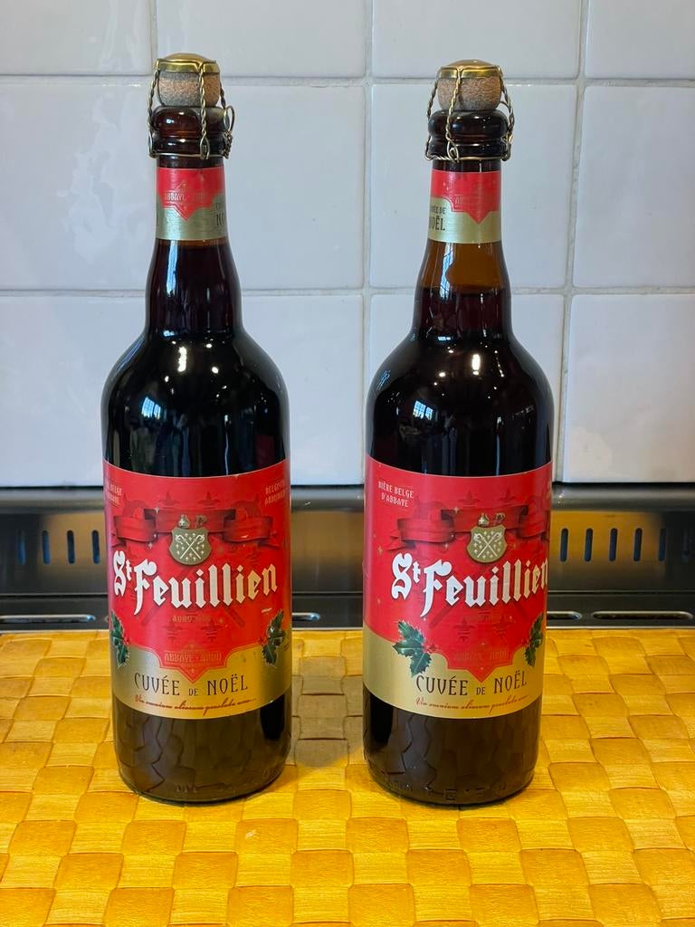 2 flessen 0,75 cl St Feuillien Cuvée de Noël, Verzamelen, Biermerken, Nieuw, Overige typen, Ophalen