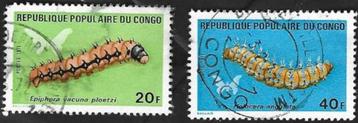 2 Postzegels Congo-Brazzaville 1971 Rupsen (I) beschikbaar voor biedingen