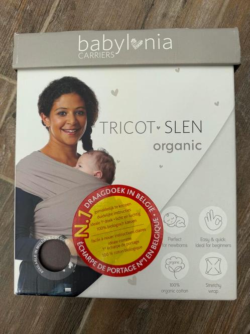 Draagdoek tricot slen organic katoen babylonia - kleur taupe, Kinderen en Baby's, Babydragers en Draagdoeken, Gebruikt, Draagdoek