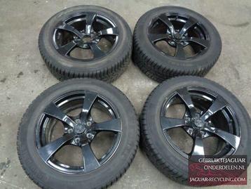 16″ 5 spaak velgen set Jaguar X-Type zwart met winterbanden beschikbaar voor biedingen