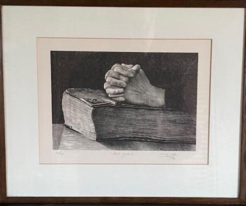 Litho ‘Het gebed’ – Guy Desarzens, Antiquités & Art, Art | Lithographies & Sérigraphies, Enlèvement ou Envoi