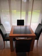 Keukentafel / 4 lederen stoelen, Huis en Inrichting, Ophalen, Zo goed als nieuw