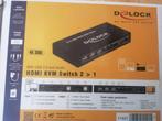 Delock 11421 HDMI KVM Switch 2>1 4K 30Hz met USB 2 en audio, Ophalen of Verzenden, Nieuw