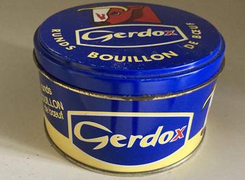 Vintage blik Gerdox rundsbouillon beschikbaar voor biedingen