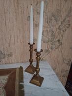 2 X OUDE ANTIEKE KOPEREN KERK KAARS KANDELAAR, Antiek en Kunst, Ophalen
