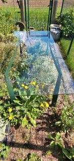 Tuintafel in glas, Tuin en Terras, Ophalen, Gebruikt, Rechthoekig, Overige materialen