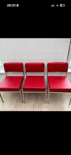 3 MODERNE RODE STOELEN (Kantoor/versiering), Huis en Inrichting, Stoelen, Ophalen, Drie, Metaal, Zo goed als nieuw