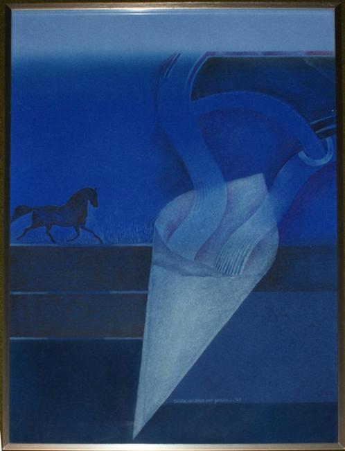 Teresa Van Aken Van Gerwen (1946): Galop naar Blauwe Nachten, Antiek en Kunst, Kunst | Schilderijen | Modern, Ophalen of Verzenden