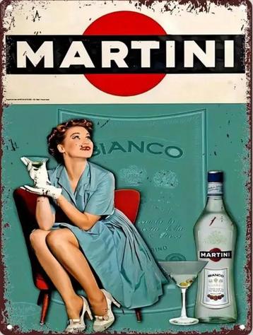 Reclamebord vintage Martini Bianco - mancave poolhouse nieuw beschikbaar voor biedingen