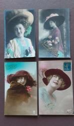 Oude fantasiekaarten thema "Dames met hoed" 10 stuks, Verzamelen, Ophalen of Verzenden