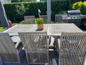 Tuinstel teak, Tuin en Terras, Ophalen, Gebruikt, 6 zitplaatsen, Teakhout
