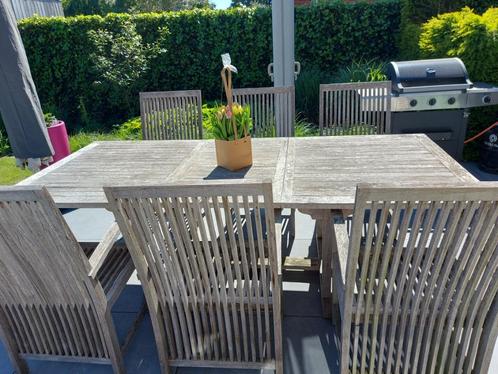 Tuinstel teak, Tuin en Terras, Tuinsets en Loungesets, Gebruikt, Tuinset, Teakhout, 6 zitplaatsen, Eettafel, Stoel, Ophalen