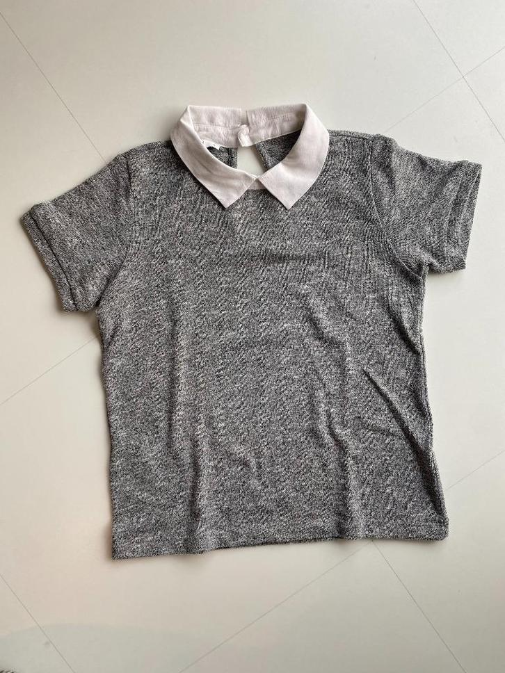 Grijze T-shirt met witte kraag (Subdued - M), Vêtements | Femmes, T-shirts, Comme neuf, Taille 38/40 (M), Gris, Manches courtes