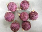 7 zijden kerstballen paars met gouddraad en pareltjes, Diversen, Ophalen of Verzenden, Zo goed als nieuw