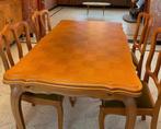 Volle eiken tafel met 6 stoelen en 2 kasten, Ophalen, Gebruikt, Volle eik