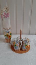 Vintage tafelset olie, azijn  peper, zout en mosterd, Huis en Inrichting, Woonaccessoires | Overige, Ophalen of Verzenden, Gebruikt