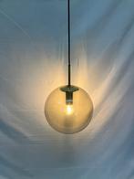 Smoked glas messing vintage hanglamp Limburg Glashütte, 1970, Huis en Inrichting, Ophalen of Verzenden, Gebruikt