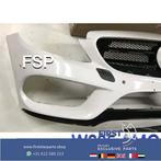 W205 AMG Voorbumper Mercedes C Klasse 2018 wit + onderlip MB, Gebruikt, -, Voor, Ophalen of Verzenden