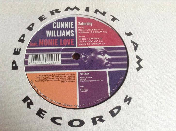LP Cunnie Williams featuring Monie love “Saturday 12” ”, Cd's en Dvd's, Vinyl | Dance en House, Gebruikt, Dance Populair, 12 inch