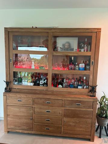 Henders en hazel dressoir met bovenkast, Huis en Inrichting, Ophalen, Glas, 150 tot 200 cm, Zo goed als nieuw