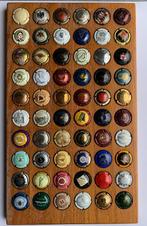 Champagnecapsules 60 stuks op houten verzamelbord (nr 3), Ophalen, Gebruikt, Champagne