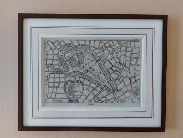 Sint Niklaas Sanderus Blaeu Flandria Illustrata Waasland, Boeken, Atlassen en Landkaarten, Zo goed als nieuw, Landkaart, België