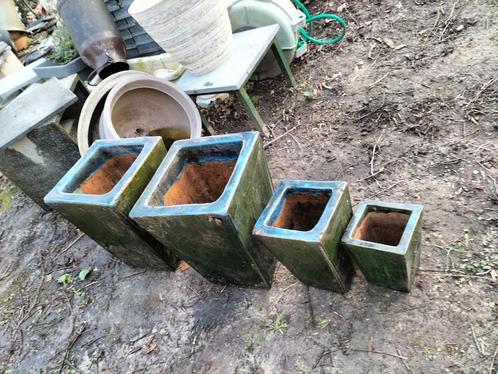 Prachtige vierkante tabs blauwe plantenbakken bloempotten, Tuin en Terras, Bloembakken en Plantenbakken, Zo goed als nieuw, Ophalen of Verzenden