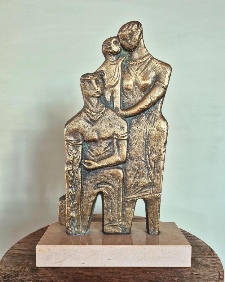 Het gezin-modernistisch hoogreliëf brons van Achiel Pauwels, Antiek en Kunst, Kunst | Beelden en Houtsnijwerken, Ophalen